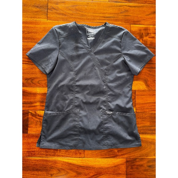 Cherokee Other - Cherokee Scrub Top Women Small Gray Excellent Revolution Mock Wrap Workwear